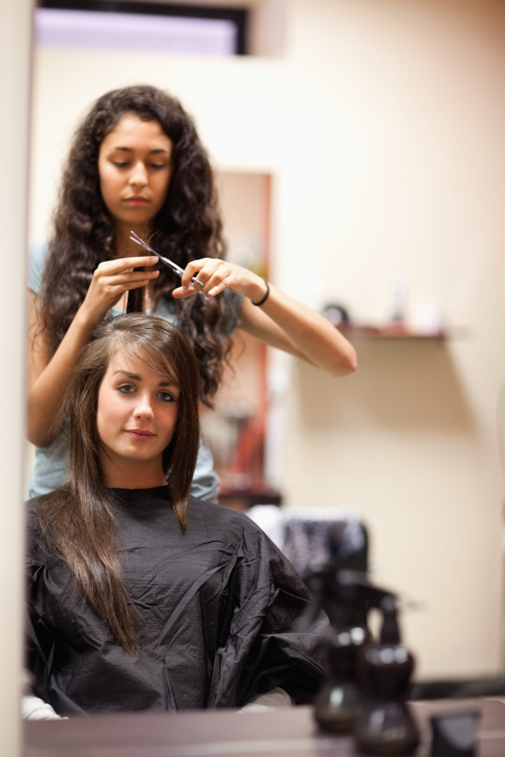 portrait woman having haircut scaled