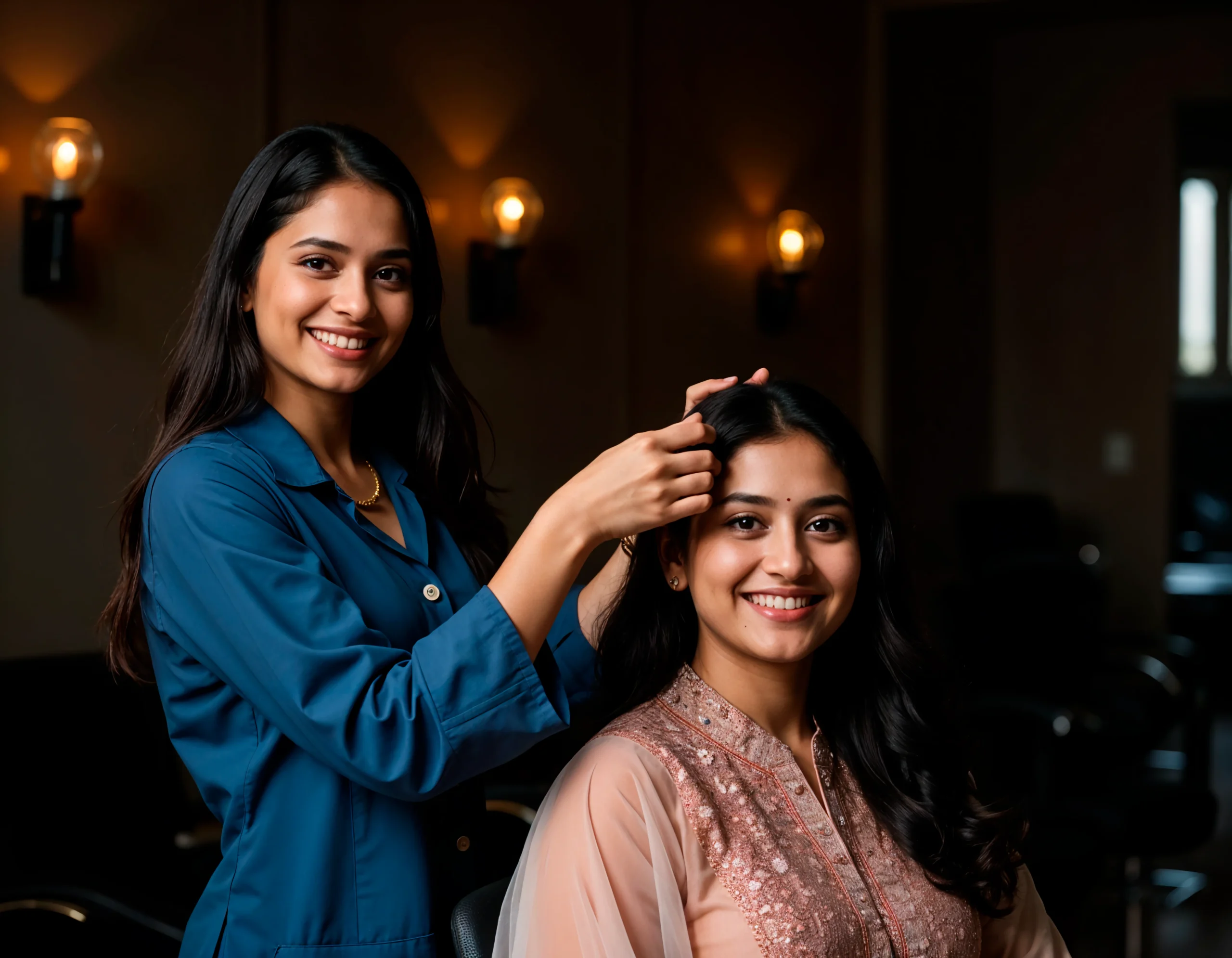 hairdresser styling womans hair salon setting scaled 1